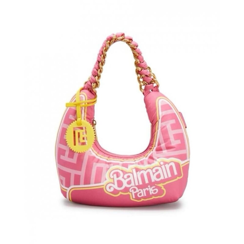 Balmain x Barbie Mini Pillow Monogram Shoulder Bag Rose Clair - Picture 1 of 9